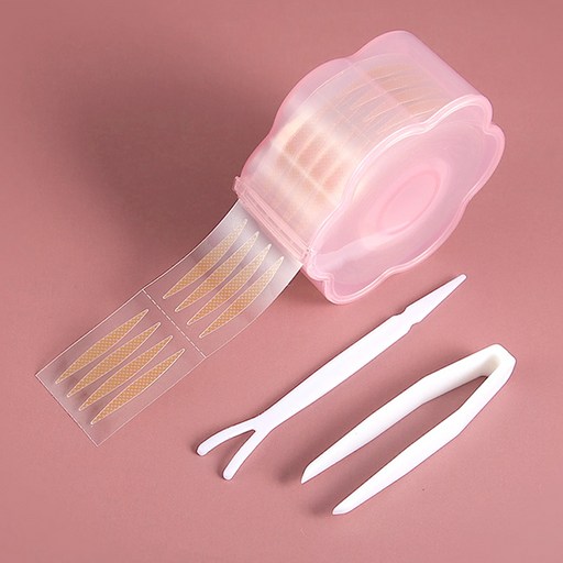 AB004 내츄럴 누드 플라워 롤 쌍꺼풀 테이프 360매 Y 집게 대용량 예쁜 눈매 라인