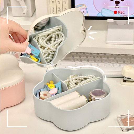 로앤제이 큐티뿌끄 메이크업 꽃 수납함 다용도 화장품 정리함
