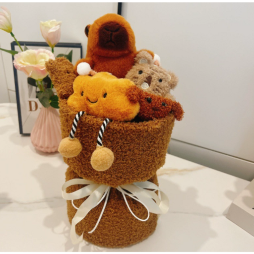 [KC인증] 카피바라 인형 꽃다발 선물세트 쇼핑백 + 레터링카드 포함 총 3종
