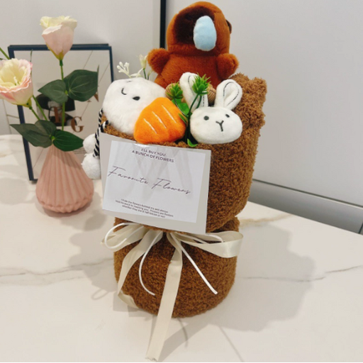 [KC인증] 카피바라 인형 꽃다발 선물세트 쇼핑백 + 레터링카드 포함 총 3종