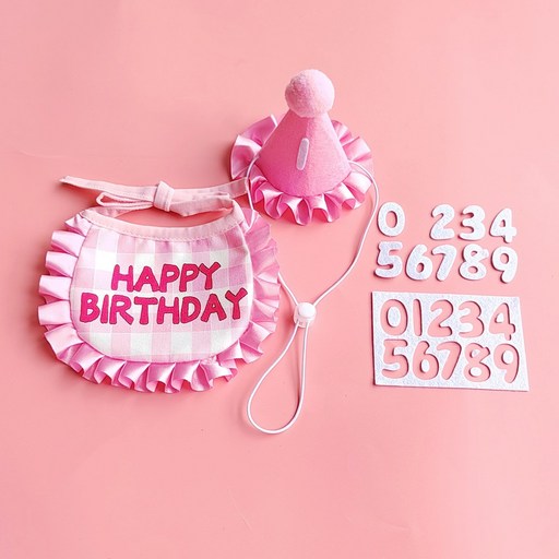강아지 고양이 생일 파티 용품 돌잔치 모자 턱받이 스카프 악세사리