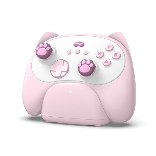 이이네 귀여운 고양이 컨트롤러 도크 세트 PC 게임 컨트롤러 홀 센서 조이스틱& 트리거 2pcs 조이스틱 커버 포함 Switch/PC/iOS/Android 지원