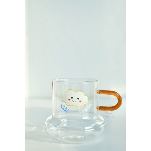 귀여운 내열 유리 머그컵 600ml 유리잔 디자인컵