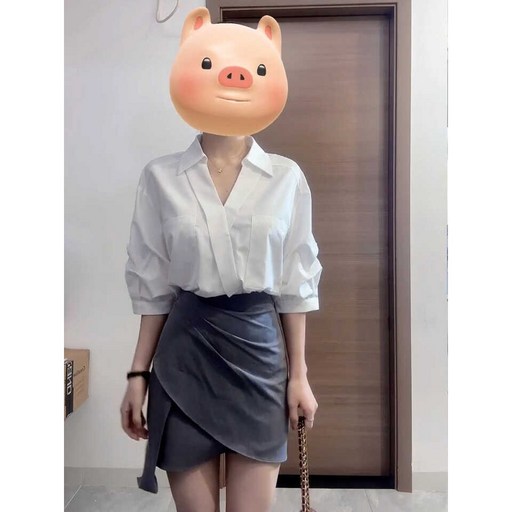 [아롬블룸] 나린 랩 디자인 셔츠 스커트 셋업