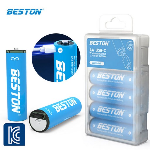 BESTON 소매드 USB C타입 충전식 리튬이온 배터리 케이블 + 케이스 1세트
