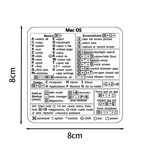 RDkorea 맥북 맥 단축키 키보드 투명 스티커 한글 1P MAC OS / MacBook Air Pro(M1+Intel) + Word Excel과 호환