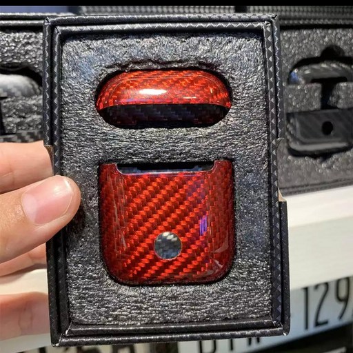 이어폰 케이스 에어팟 섬유 액세서리 커버 무선 프로 진짜 블루투스 탄소 헤드폰 보호기, 10 Glossy Red 1 2