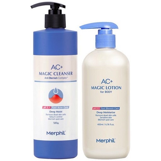 메르필 피부가려움 등드름 개선 AC+ 매직바디로션 400ml & AC+바디워시 딥모이스트 500g SET