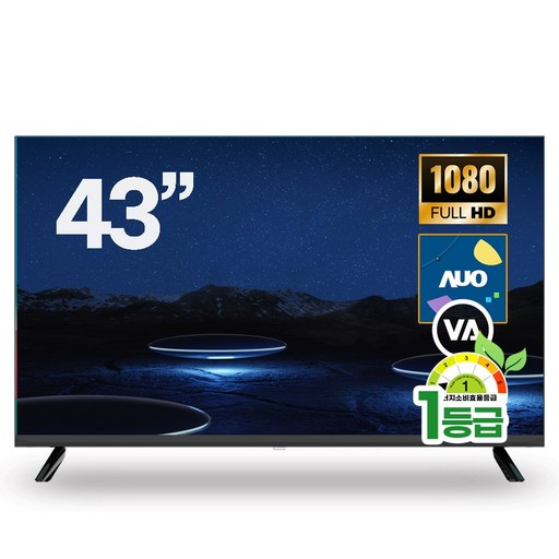 이브이 43형 109cm LED FHD TV 제로베젤 에너지효율 1등급