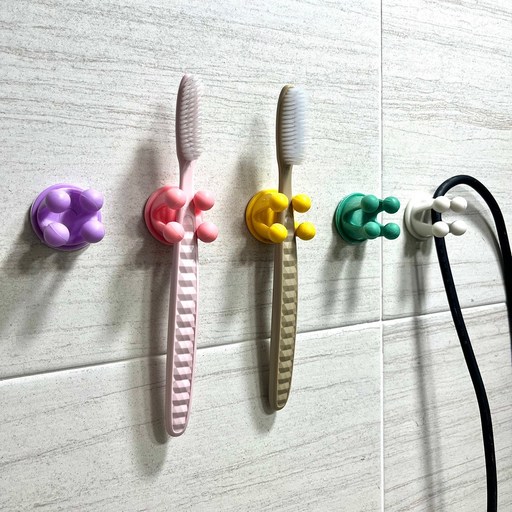 동화홈 무타공4p 칫솔걸이 다용도 거치대 홀더 꽂이 패밀리 화장실 문