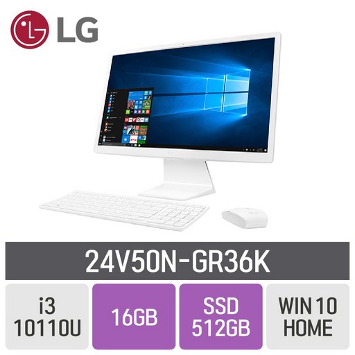 LG 일체형PC 24V50N-GR36K [22년형 신모델 윈11홈 기본탑재된제품으로 출고됩니다], RAM 16GB + SSD 512GB, 24V50N-GR36K