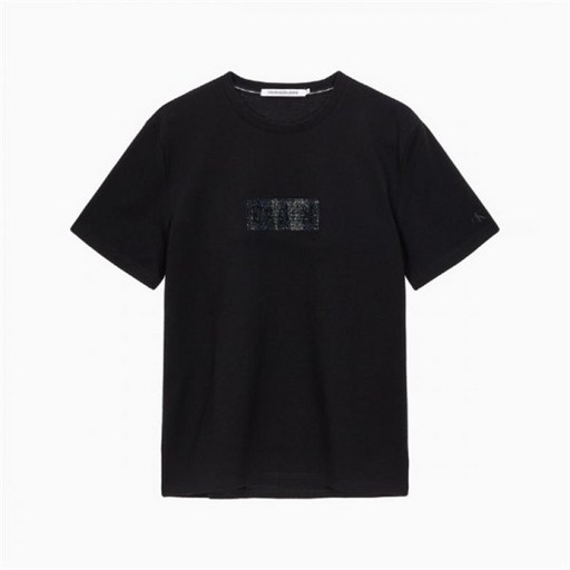 Calvin Klein 남 J315400 BAE 블랙 레귤러핏 코튼 스톤로고 티셔츠
