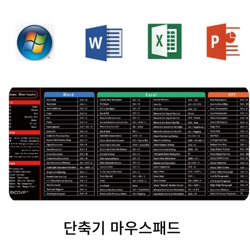 칼퇴요정 워드 엑셀 PPT 단축기 마우스패드 장패드 데스크매트