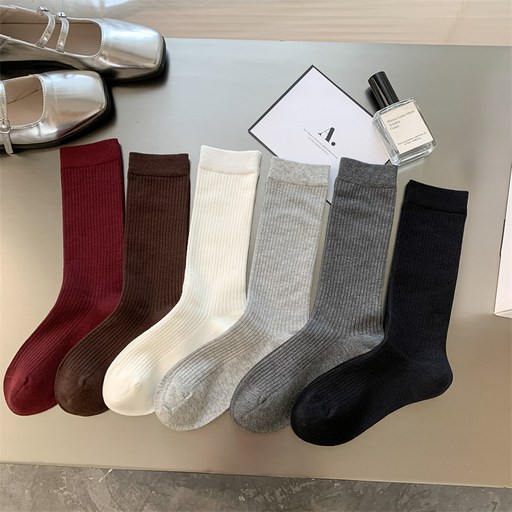 레드에셋 여성용 무지 중목 양말 6켤레