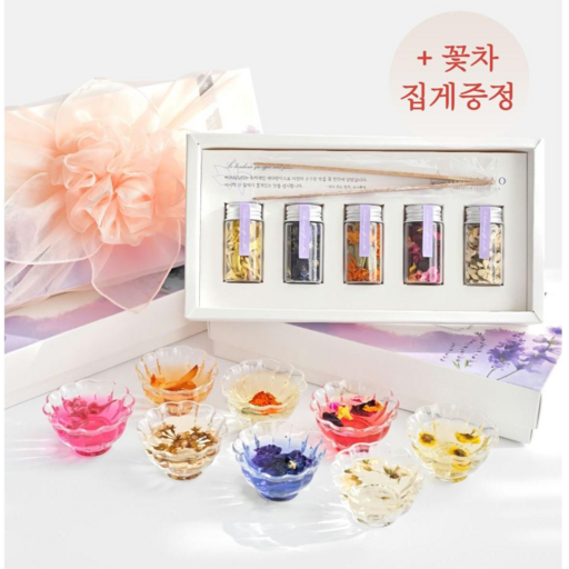 국산 수제꽃차 5종선물세트+고급집게+쇼핑백 메리골드 장미 국화 명절 설날선물