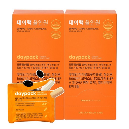 데이팩 올인원 유산균+오메가+루테인+멀티비타민+미네랄