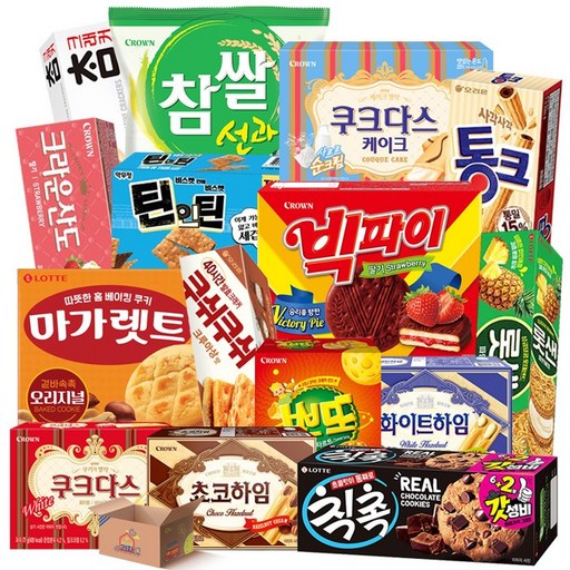[냠냠상회] 빅파이+마가렛트+칙촉+선과+롯샌+참크래커+쿠크다스+화이트하임+초코하임+통크+뽀또+산도+쿠쉬쿠쉬+틴인틴+쿠다스케이크 과자 간식 세트