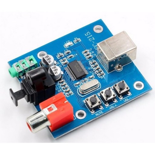 PCM2704 USB to S/PDIF 디코더 보드 - 사운드카드 DAC 모듈 - 아날로그 & 코엑셜 출력 지원