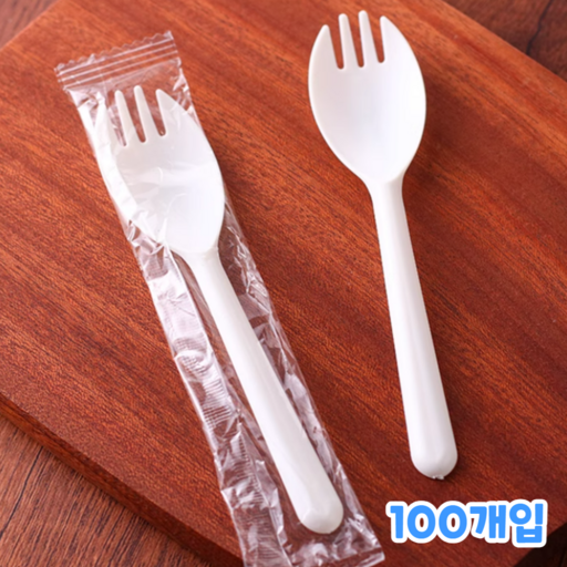 일회용 만능 롱 포크 숟가락 친환경 스푼 플라스틱 개별포장
