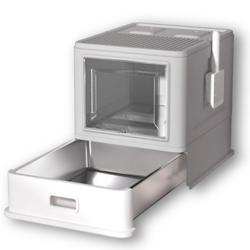 모듀냥 올스텐 고양이화장실 대형 배변통 위생적인 후드형 스테인레스, 1개, 연그레이밀폐