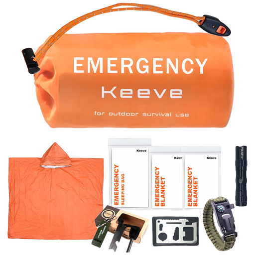 KEEVE 휴대용 재난가방 생존키트 응급 침낭 은박담요 8종세트, 1세트