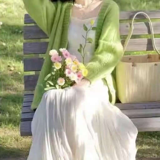 vankay 봄 가을 패션 코디 여 니트 가디건 나시 원피스 투피스