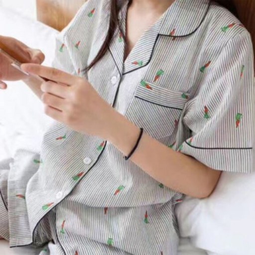 호랑이부부 여성용 당근 반팔 파자마 세트