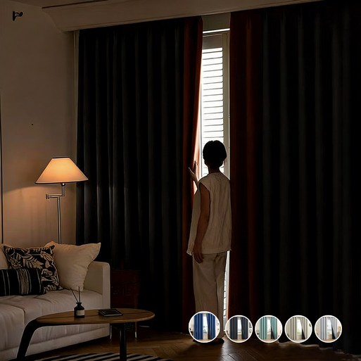 2p 세트 SengsoHome 99.99 빛차단 방풍 단열 아일렛 암막 커튼 거실 커텐