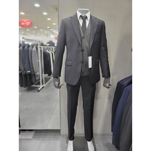 본 BN4FJA019BKYS 블랙 울혼방 기 슬림핏 베이직 사계절 정장 셋트 2831214