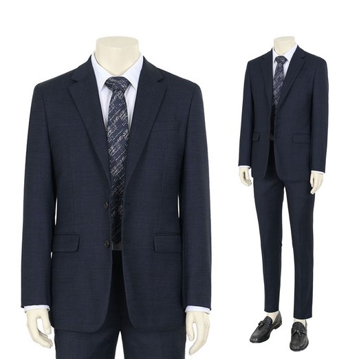 바쏘옴므 남성용 블렌디드 슬림핏 정장 자켓 팬츠 세트