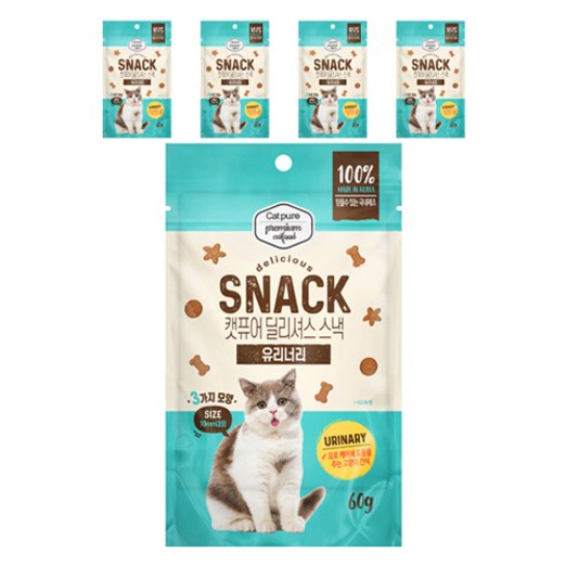 캣퓨어 고양이 딜리셔스 스낵, 5개, 60g, 유리너리