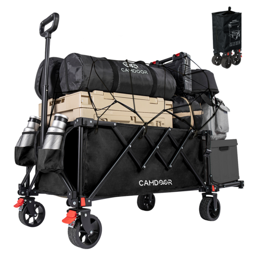 Camdoor 아웃도어 다기능 접이식 캠핑 카트 고하중 대용량 뒷문 개방형, 1개, 블랙
