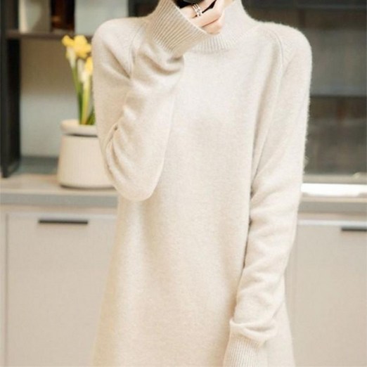 소프트한 니트 베이직 반목 스타일 겨울 원피스