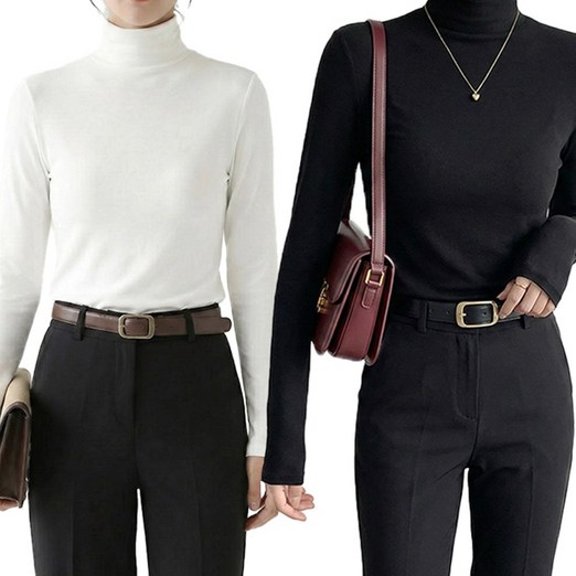 데일로엔 여성 반목티 폴라 긴팔 티셔츠 2종세트