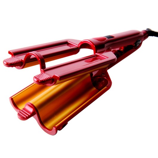 씨엔에스월드 전문가용 온도조절 헤어 매직 고데기 TRIPLE WAVE IRON, 레드