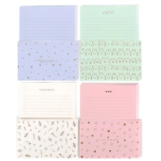 톡톡팬시 1200 금박 편지지 4종 편지지 16p + 봉투 8p, 혼합 색상, 1세트