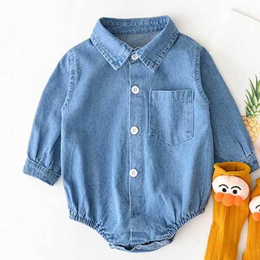 조이멀티 신생아용 긴팔 바디슈트 – 카라 디자인 쌍둥이옷