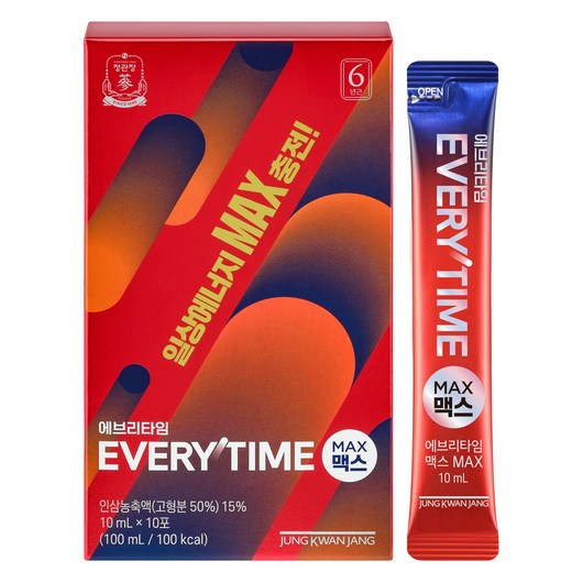 에브리타임 정관장 맥스 10p, 10ml, 10개