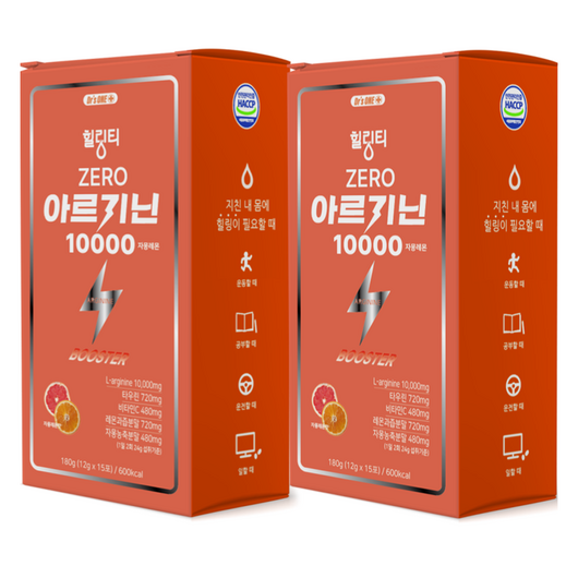 닥터스원 힐링티 아르기닌 10000 부스터 자몽레몬맛 ZERO, 180g, 2개