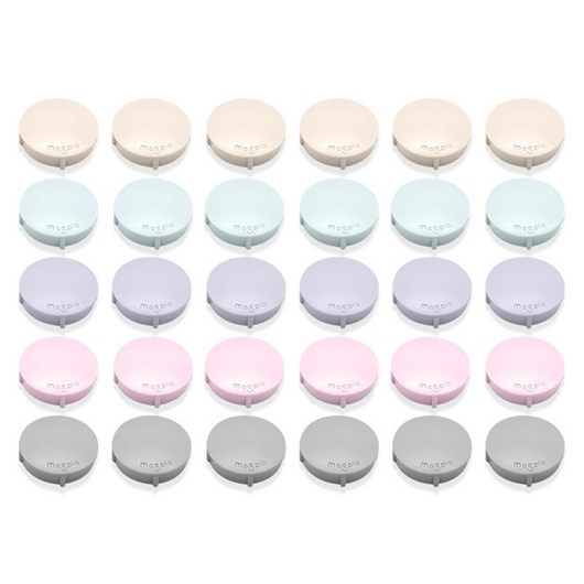 파스텔 원형 자석홀더 중 30p 세트, 회색, 노랑, 민트, 핑크, 보라, 1세트