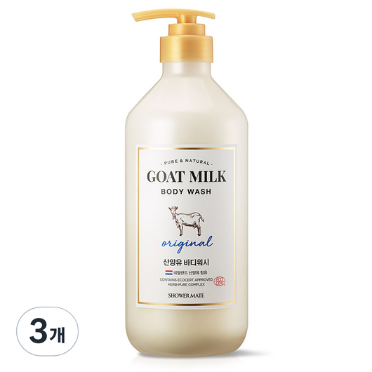 샤워메이트 산양유 바디워시 오리지널, 800ml, 3개