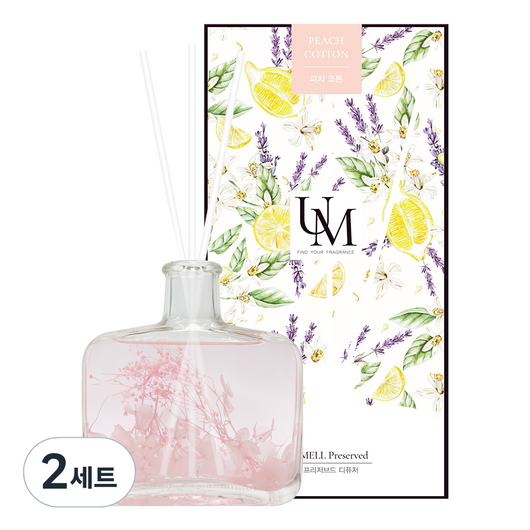 유멜 프리저브드 디퓨저 200ml, 피치코튼, 2세트