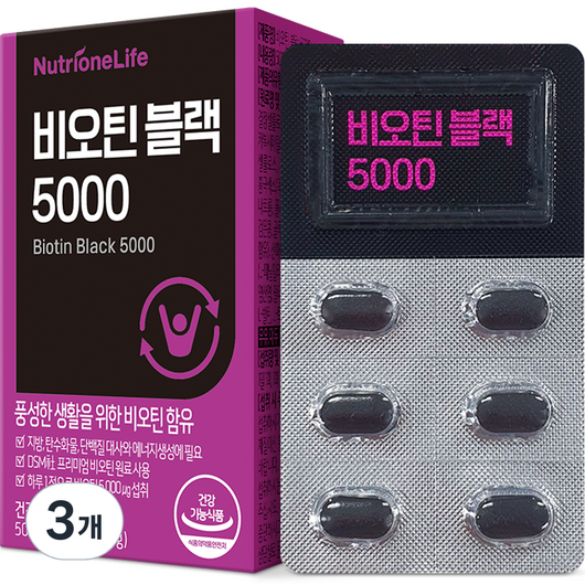 뉴트리원 비오틴 블랙 5000, 30정, 3개