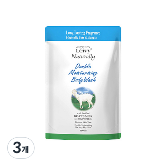 Leivy 산양유 바디워시 리필, 900ml, 3개