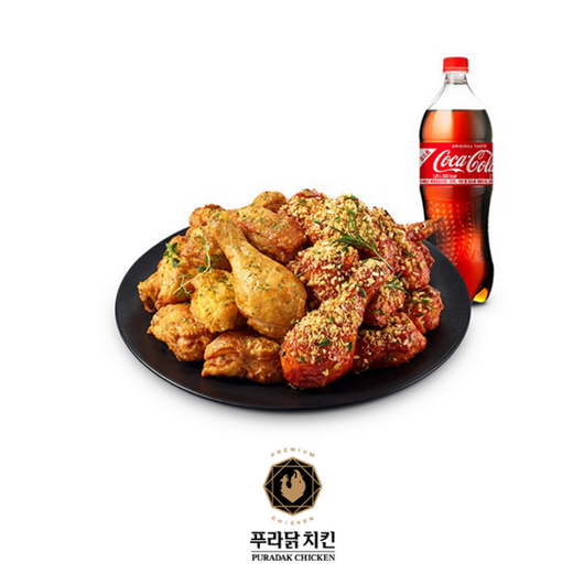 [실시간e쿠폰] [푸라닭] 블랙알리오+콜라 1L 외 인기 치킨 상품