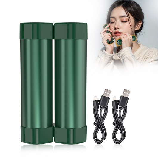 CCAGU 휴대용 충전식 손난로 보조배터리 10000mAh 겸용 전자 핫팩, 녹색, 2024년