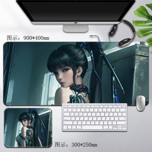 스텔라 블레이드 대형 초대형 컴퓨터 키보드 마우스 패드, 3mm, 800x300mm, 화이트 02, 1개