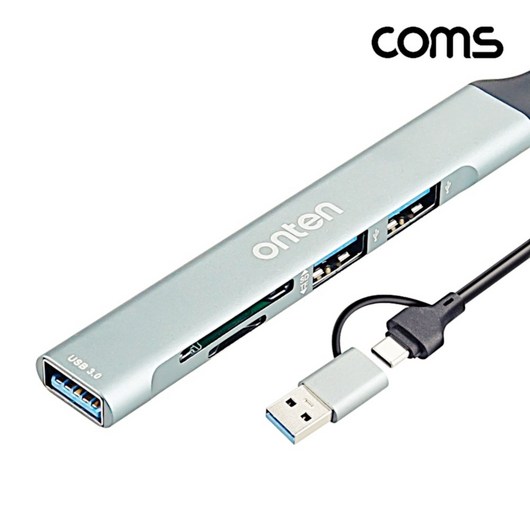 라이트컴 (COMS) USB+타입C 멀티 카드리더기 허브(4in2) ZWD0AAC5, 1개, 1개