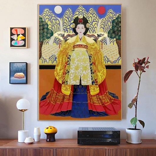 법당 불당 큐빅 그림 만들기 궁대신탱화 비즈 공예 보석십자수 재료 세트 장식품 패키지, 70x100CM, 1개