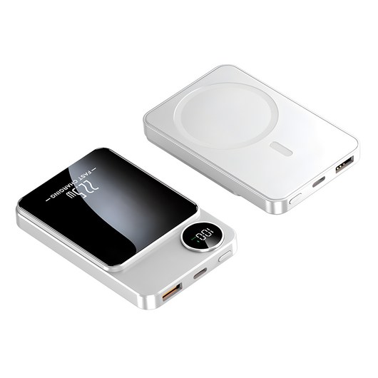 대용량 15W무선충전 PD23W QC3.0 맥세이프 호환 맥세이프보조배터리 10000mAh, 화이트
